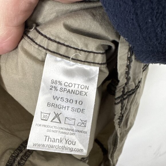 Roar Men L Embroidered Short Sleeve Short Green Gray Fleur De Lis - Picture 6 of 6